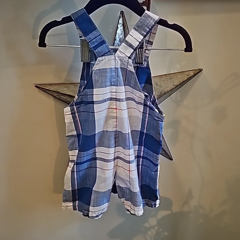 Joules overall shorts... pink, white and blue plaid... super cute!